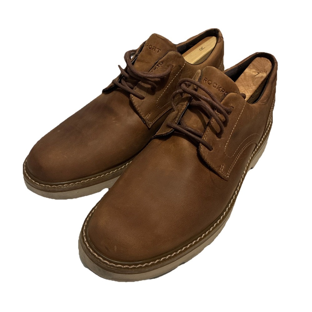 Rockport-Men's Charlee Plain Toe Brown Leather Sz 10 Ch9198
